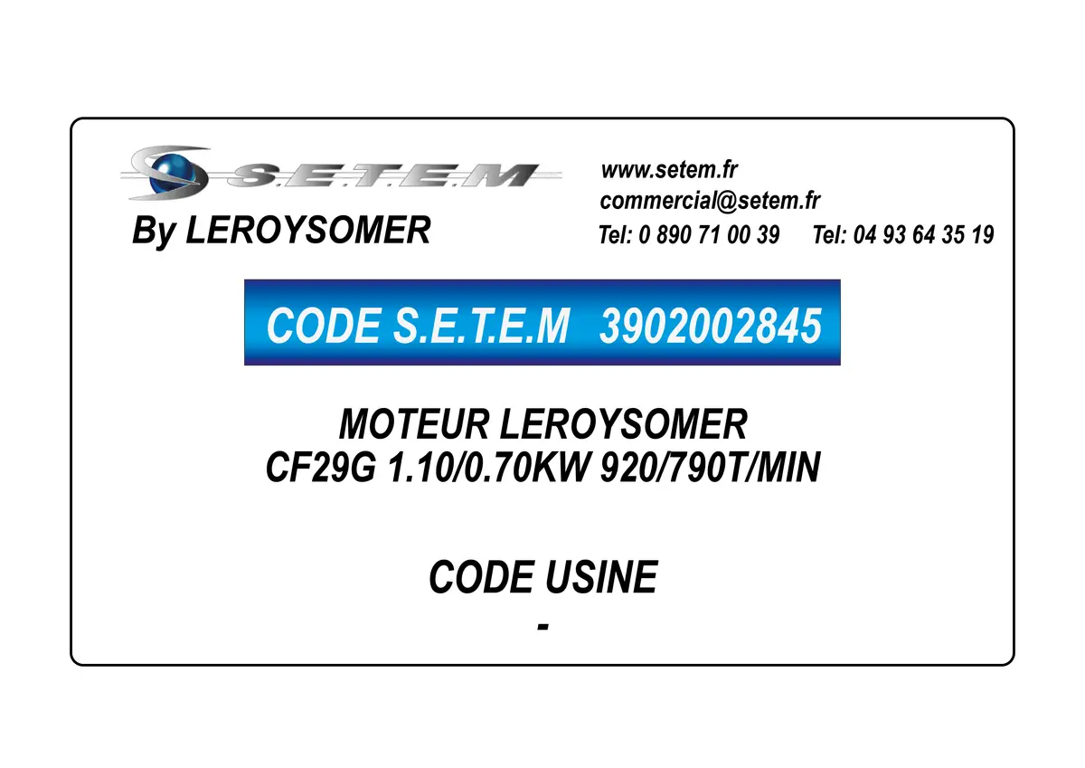3902002845-MOTEUR LEROYSOMER CF29G 1.10/0.70KW 920/790T/MIN