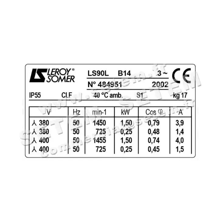 3902009612-MOTEUR LEROYSOMER 1.50/0.25KW 4/8P T400V HA90 B14 LS90LT 2