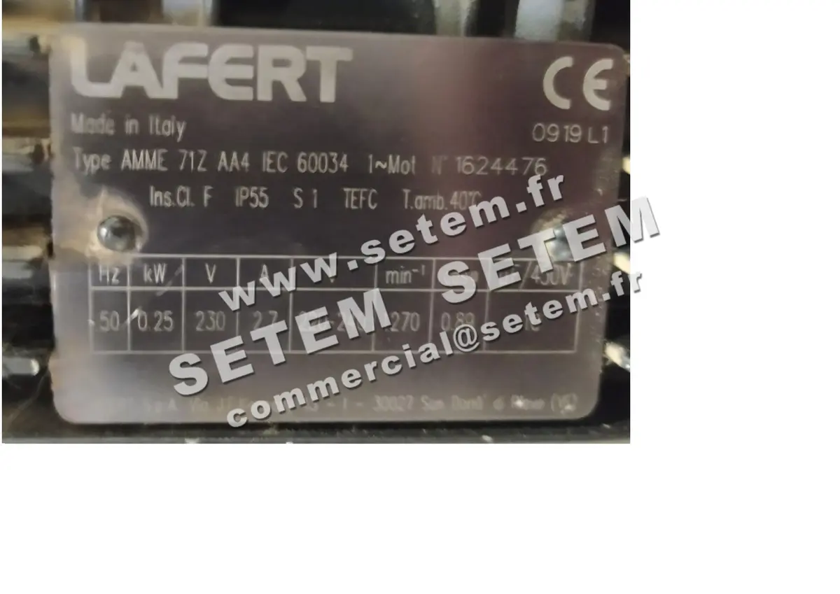 3923100110-MOTEUR LAFERT 0.25KW 4P M230V HA71 B3 AMME71ZAA4