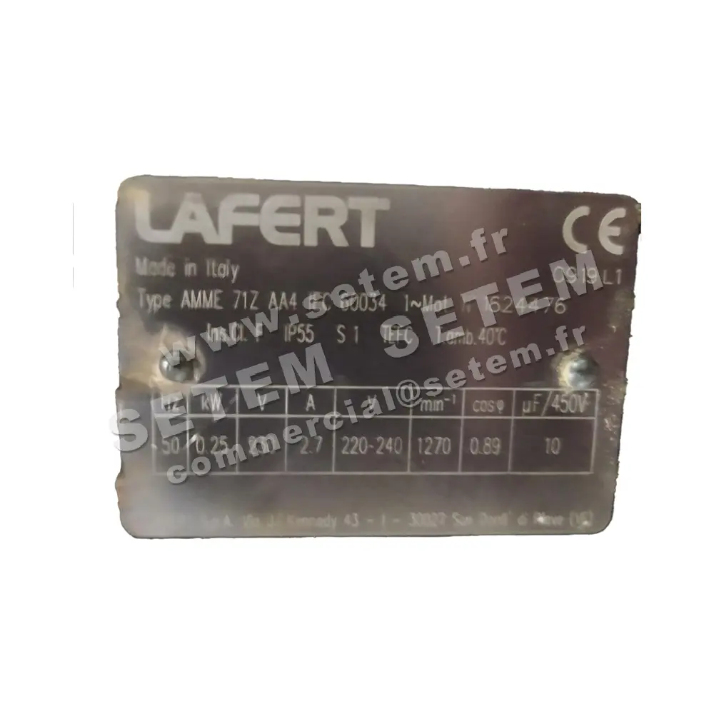 3923100110-MOTEUR LAFERT 0.25KW 4P M230V HA71 B3 AMME71ZAA4 2