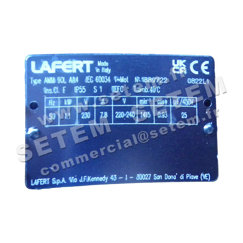3923101110-MOTEUR LAFERT 1.10KW 4P M230V HA90 B5 AMM90LAA4 4