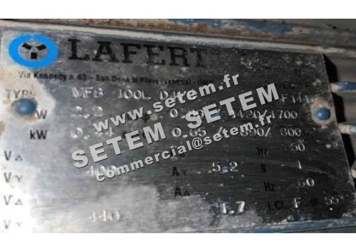 3923106520-MOTEUR LAFERT 2.20/0.44KW 4/8P T400V HA100 B3 MFB100LD4/8