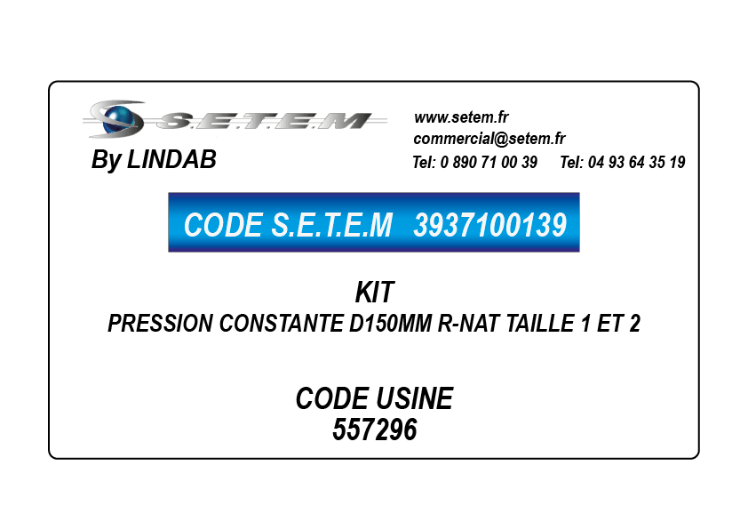 KIT PRESSION CONSTANTE D160MM R-NAT TAILLE 3 / R-NAT SLIM TAILLES 2
