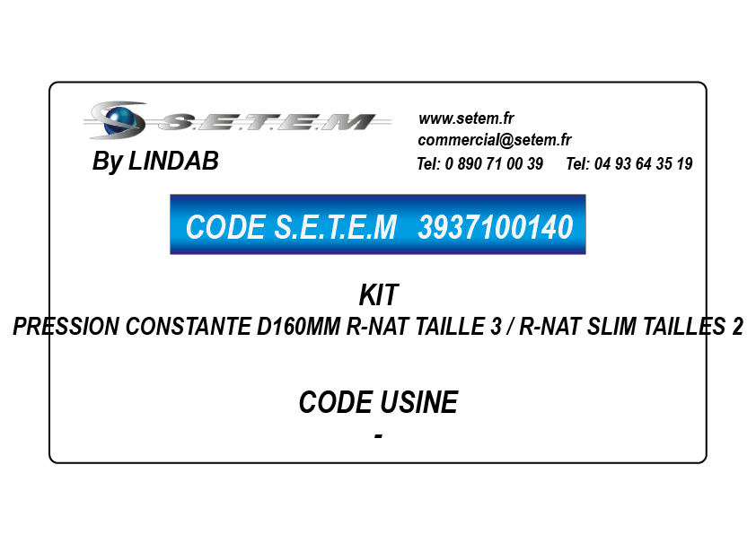 KIT DEBIT CONSTANT D125MM R-NAT TAILLE 1/ R-NAT SLIM TAILLE 1*557298*
