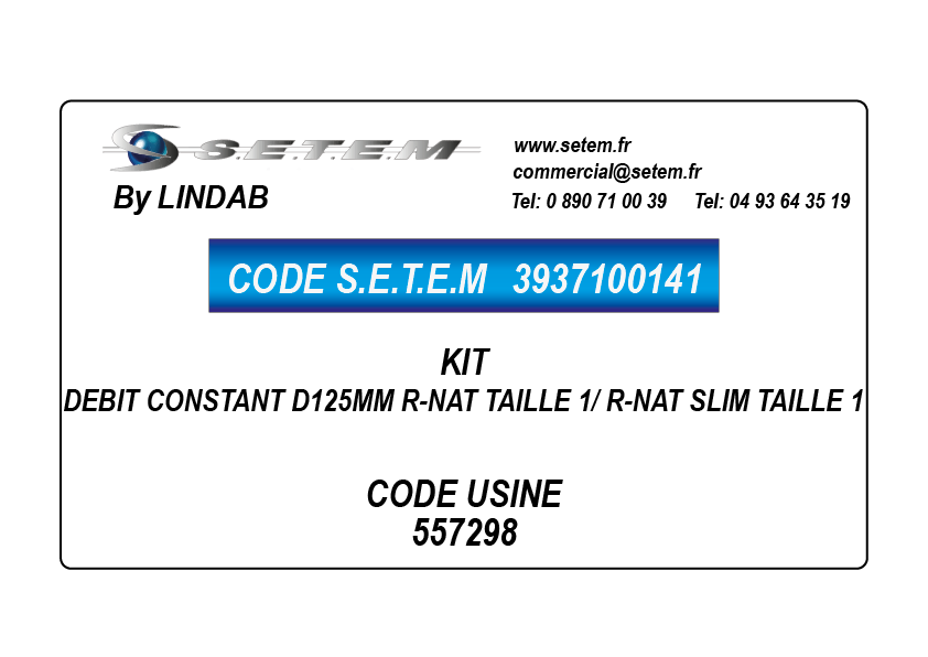 KIT DEBIT CONSTANT D150MM R-NAT TAILLES 1 ET 2 *557299*