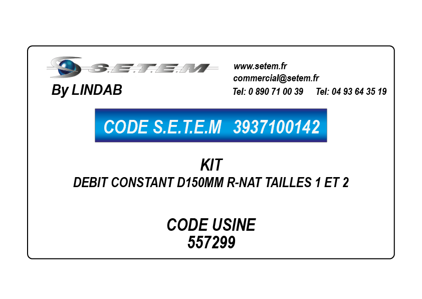 KIT DEBIT CONSTANT D160MM R-NAT TAILLE 3 / R-NAT SLIM TAILLES 2, 3 ET