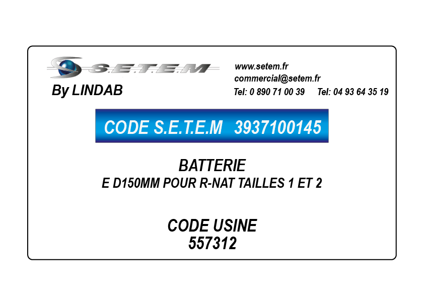 BATTERIE E D160MM POUR R-NAT SLIM TAILLES 2 ET 3 *557313*