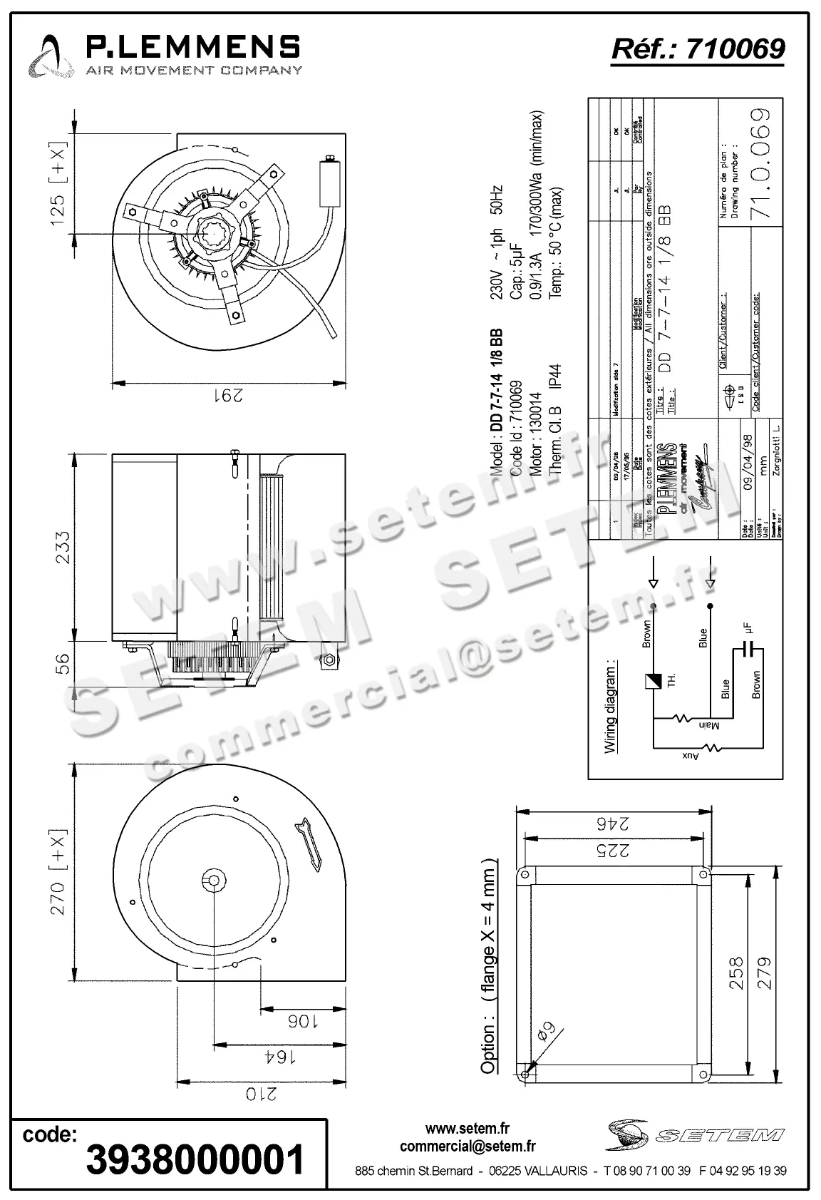 3938000001-VENTILATEUR LEMMENS DD7.7.14.1/8.BB 130014 +BR *710069* 2