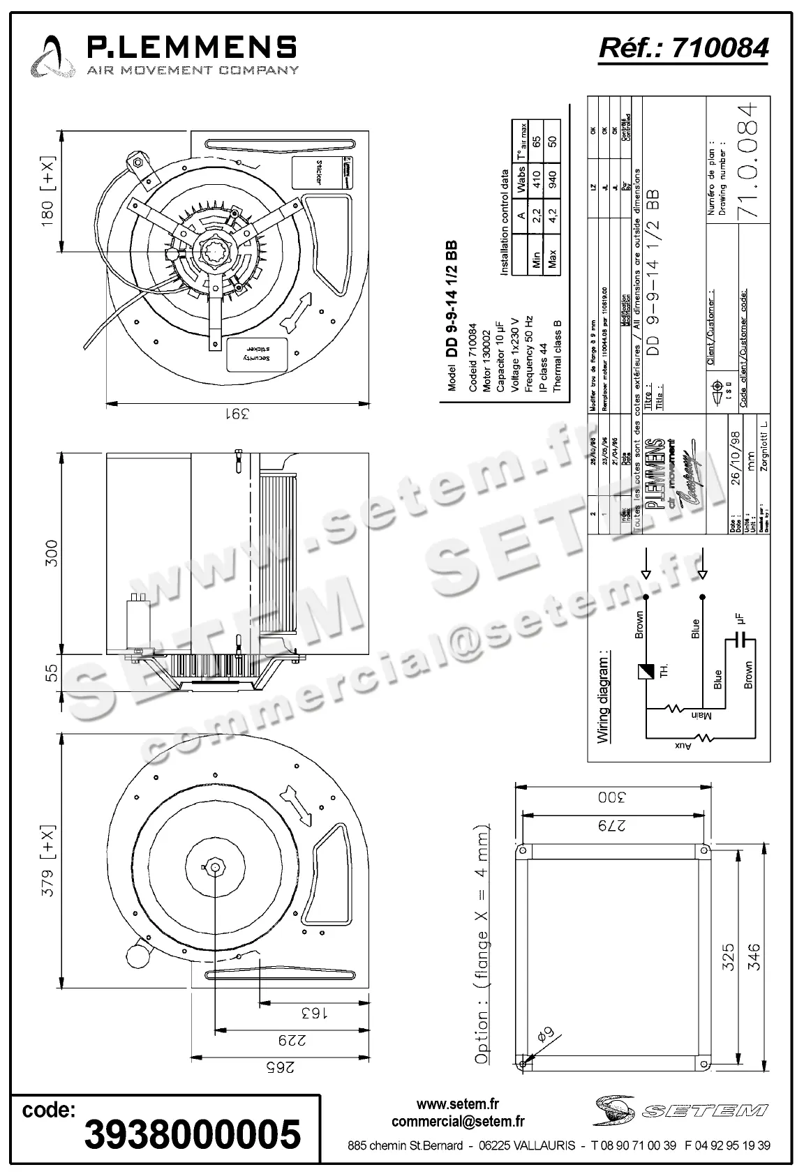 3938000005-VENTILATEUR LEMMENS DD9.9.14.1/2.BB 130002 +BR *710084* 2