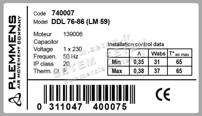 3938000037-VENTILATEUR LEMMENS DDL76X86 LM59 139006 *740007* 4