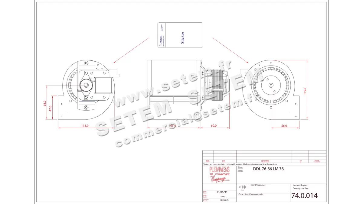 3938000074-VENTILATEUR LEMMENS DDL76X86 LM78 *740014*