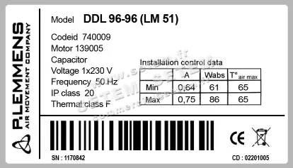 3938000096-VENTILATEUR LEMMENS DDL96X96 LM51 *740009* 4