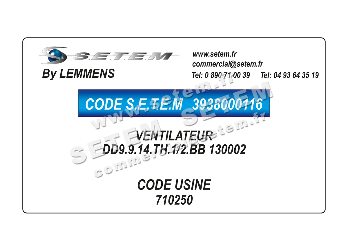 3938000116-VENTILATEUR LEMMENS DD9.9.14.TH.1/2.BB 130002 *710250* 3