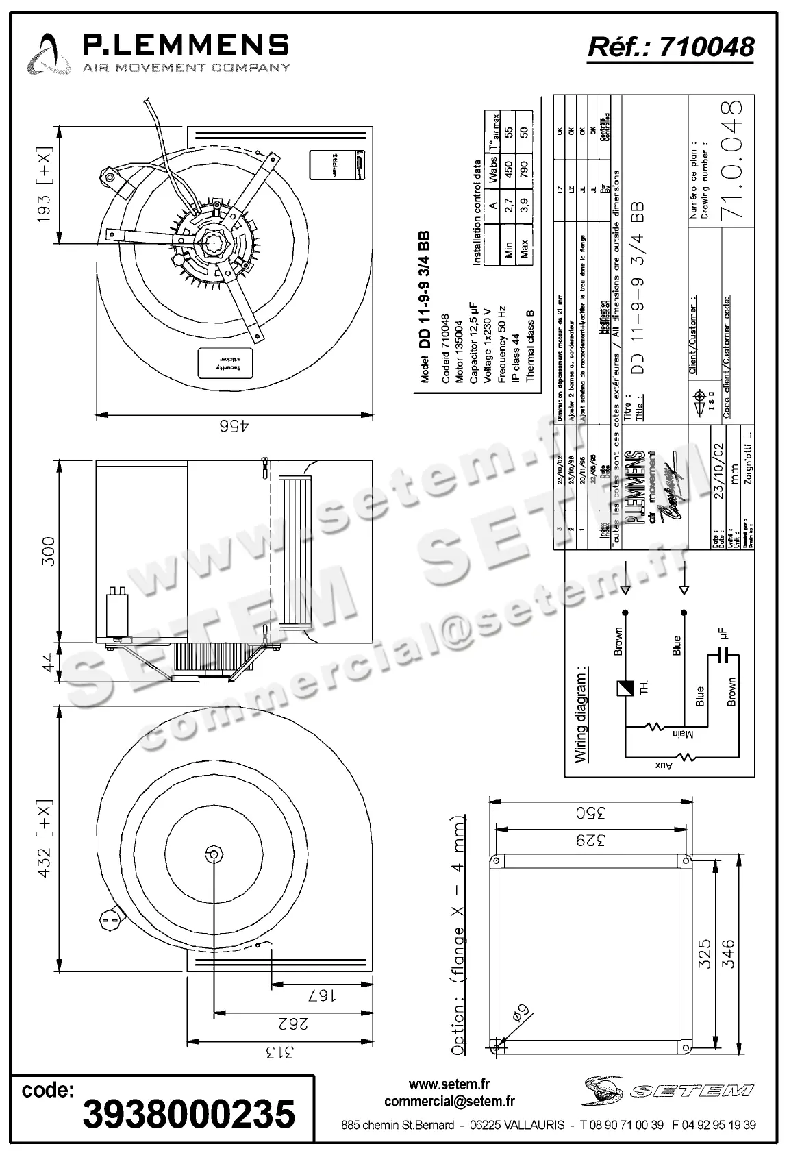 3938000235-VENTILATEUR LEMMENS DD11.9.9.3/4.BB 135004 +BR *710048* 2