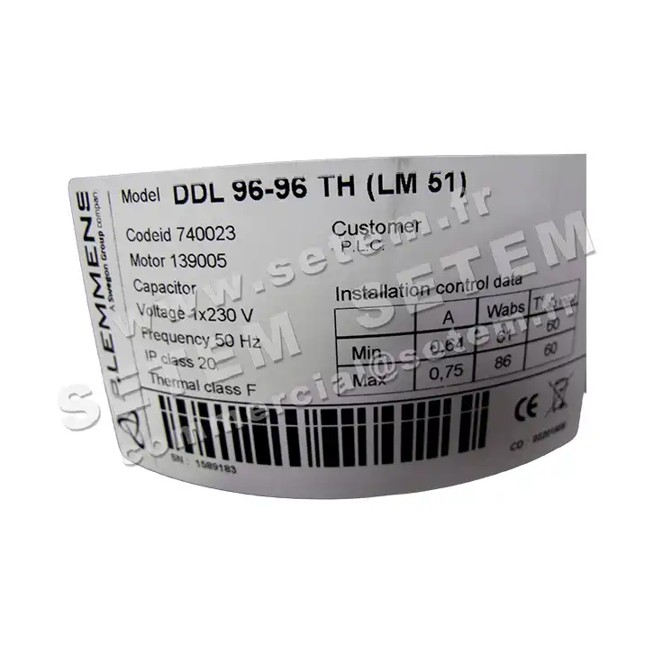 3938000911-VENTILATEUR LEMMENS DDL96.96TH 139005 *740023* 4