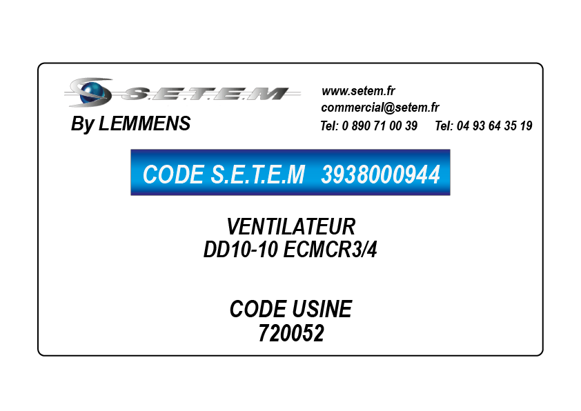 VENTILATEUR DD10-10 ECMCR3/4 *720052*