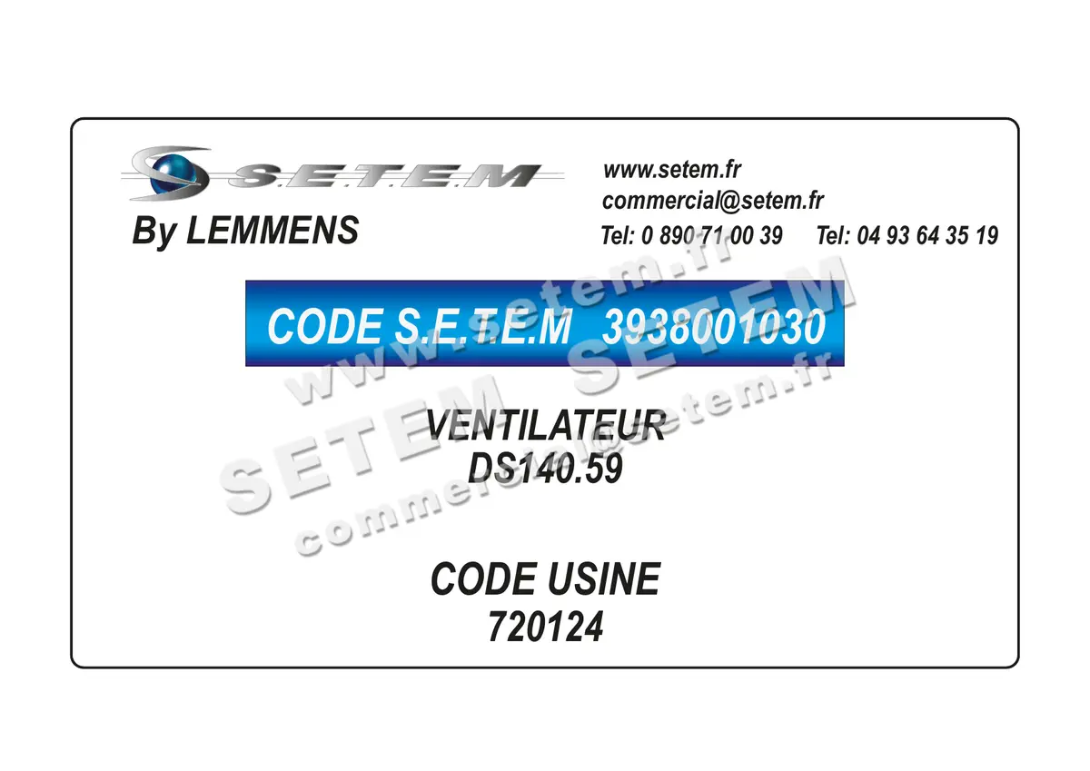 3938001030-VENTILATEUR LEMMENS DS140.59 *720124* 2