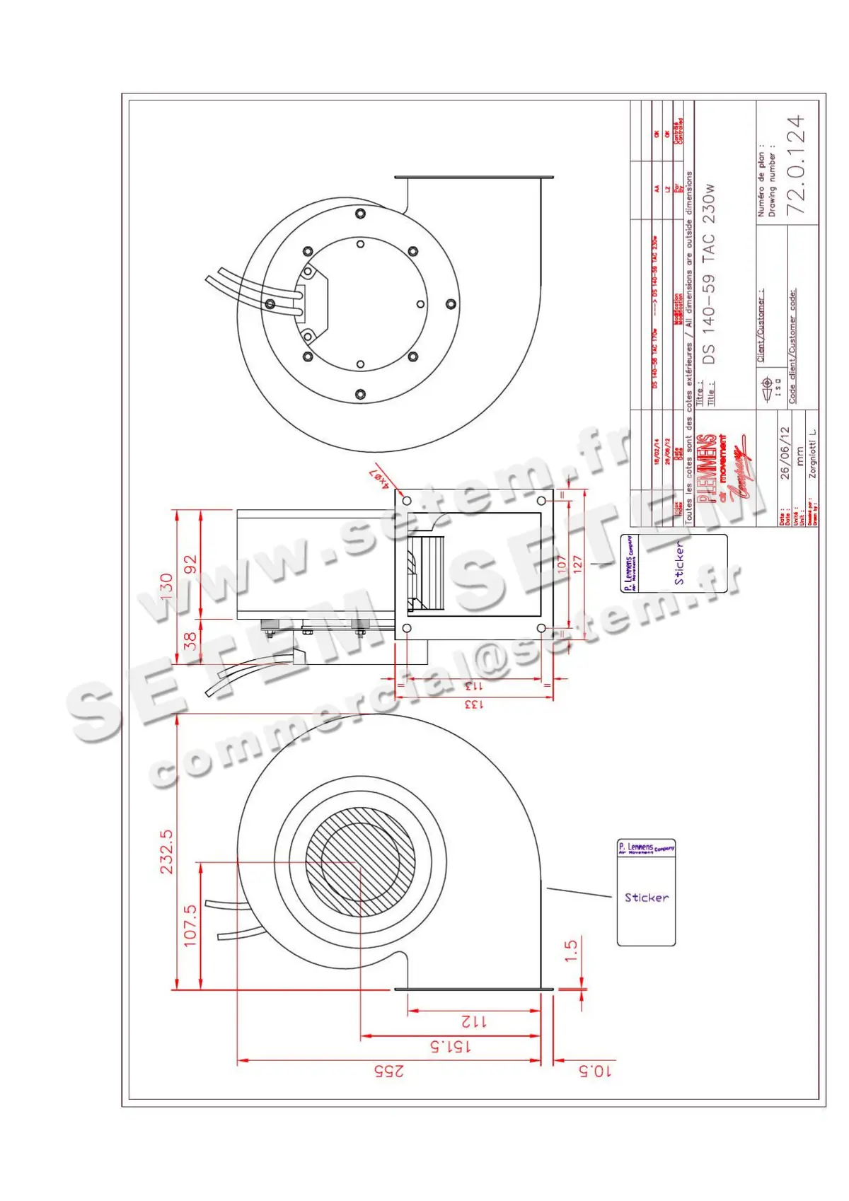 3938001030-VENTILATEUR LEMMENS DS140.59 *720124*