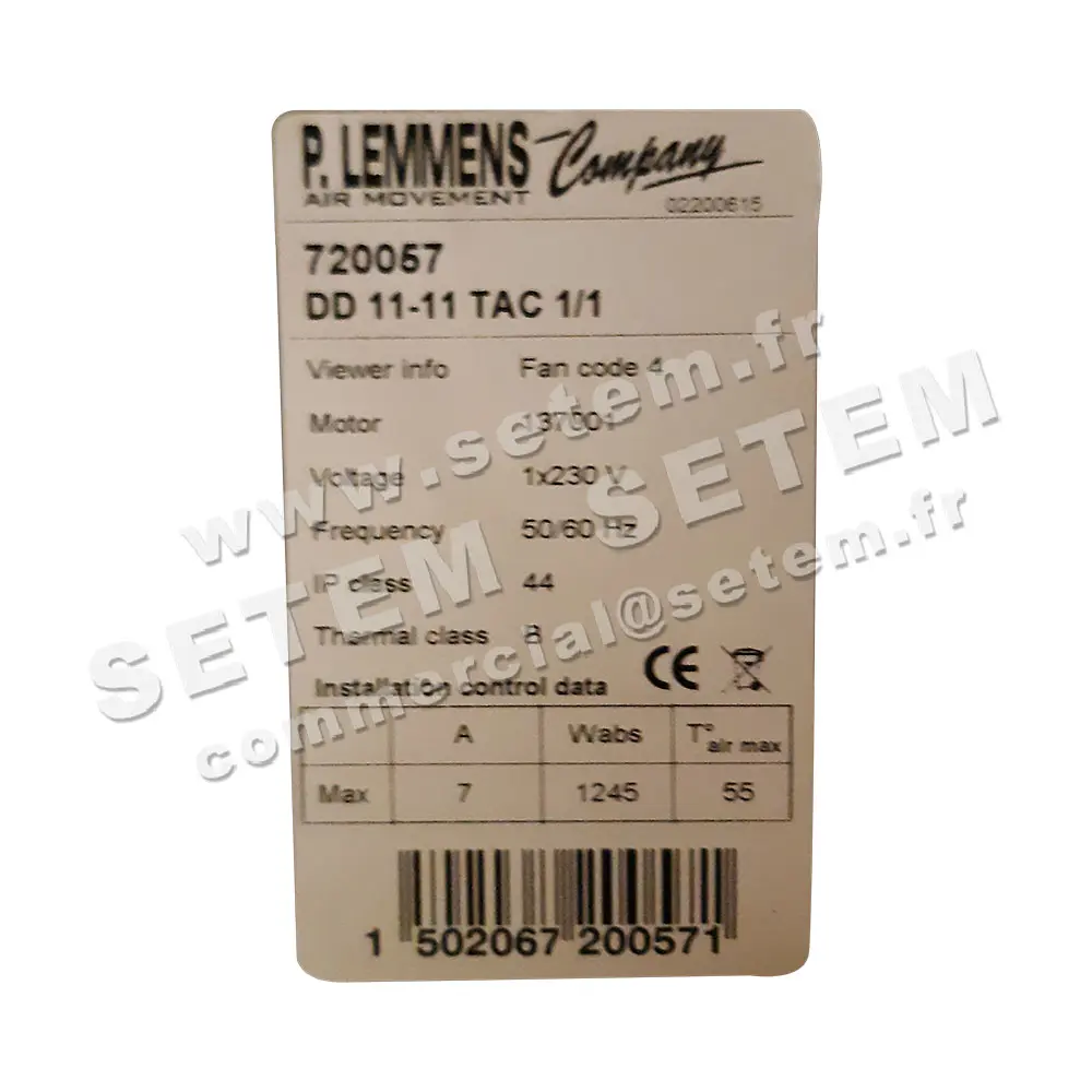3938001102-VENTILATEUR LEMMENS DD11.11.TAC2.1/1 *720057* 8