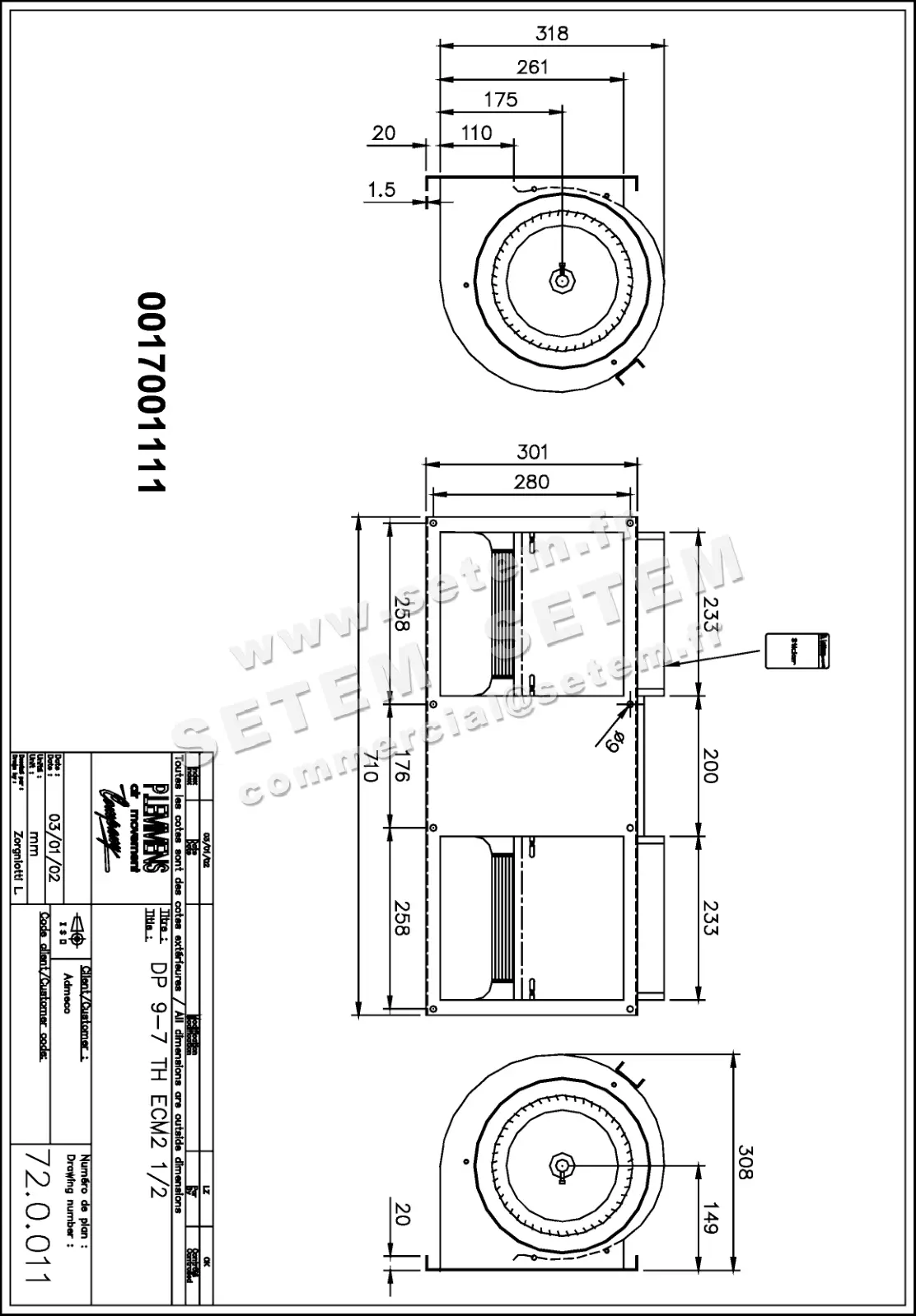 3938001111-VENTILATEUR LEMMENS DP9.7.TH.TAC2.1/2 *720011* 2