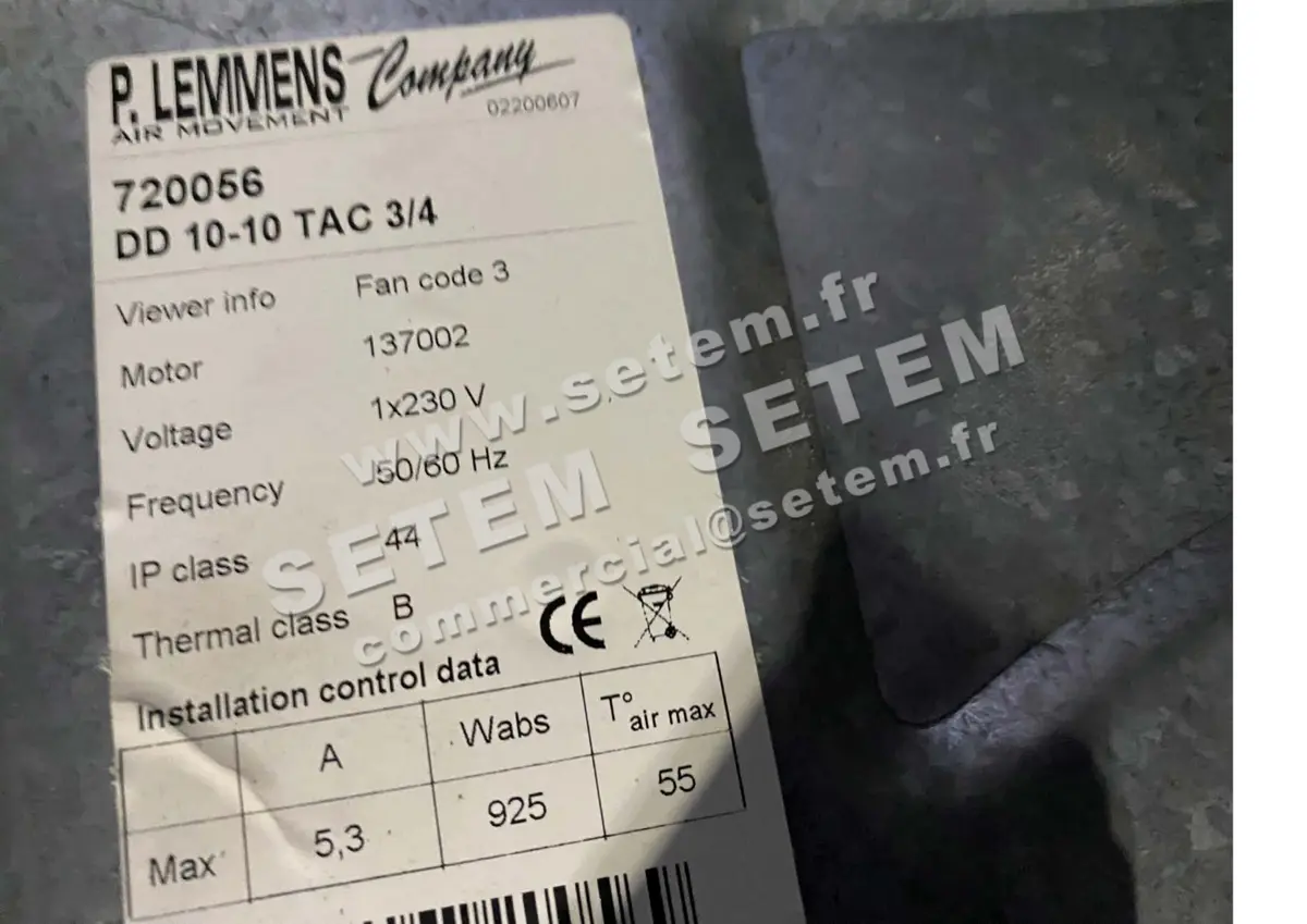3938001140-VENTILATEUR LEMMENS DD10.10.TAC3/4 137002 *720056* 3