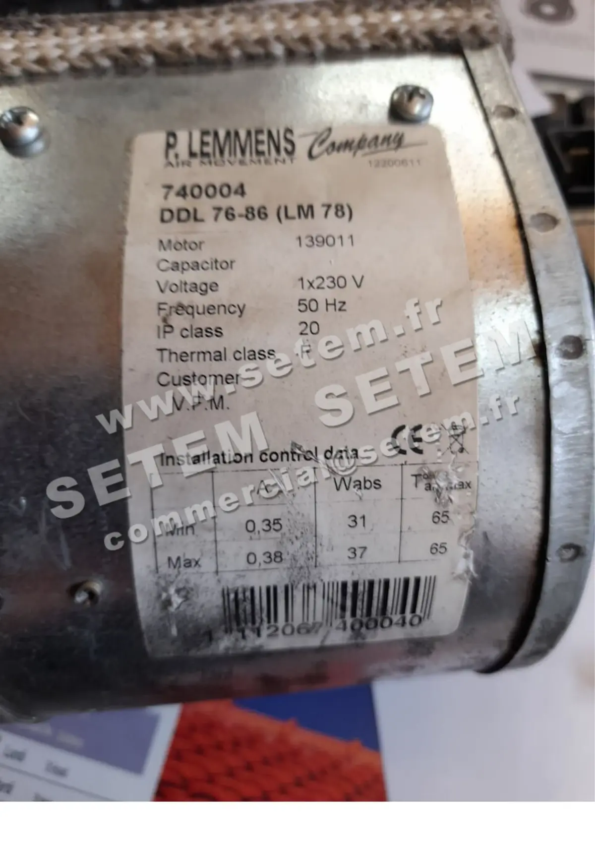 3938001155-VENTILATEUR LEMMENS DDL76-86 139011 *740004*