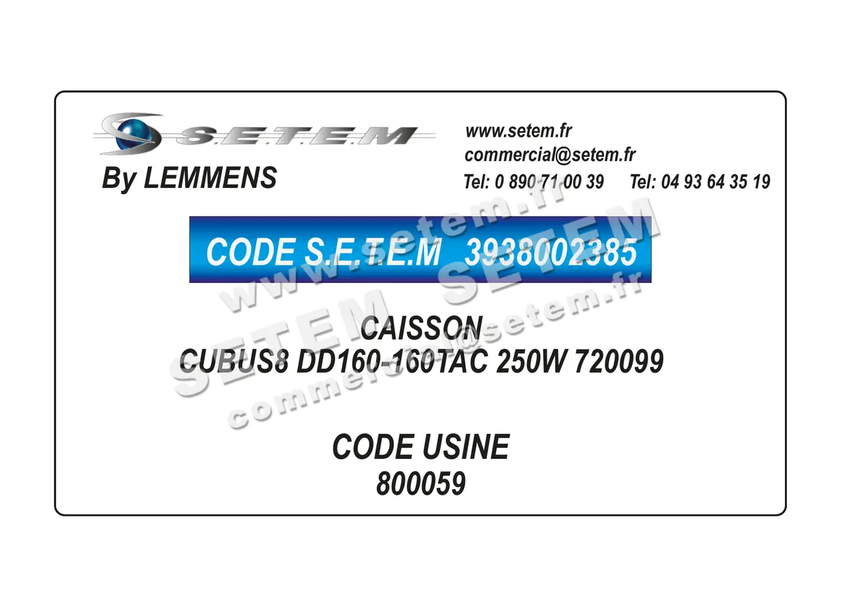 3938002385-CAISSON LEMMENS CUBUS8 DD160-160TAC 250W 720099 *800059* 2