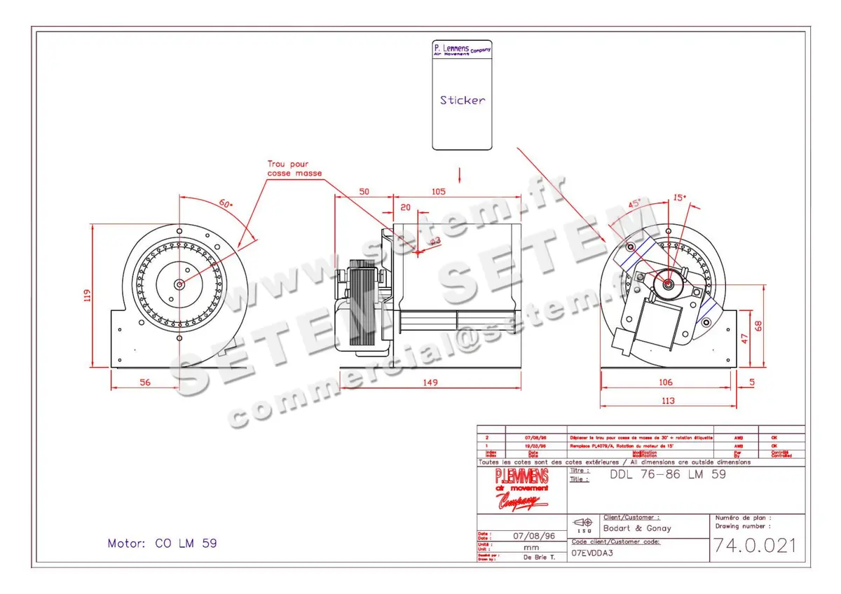 3938005000-VENTILATEUR LEMMENS DDL76X86 LM59 139006 *740021* 4