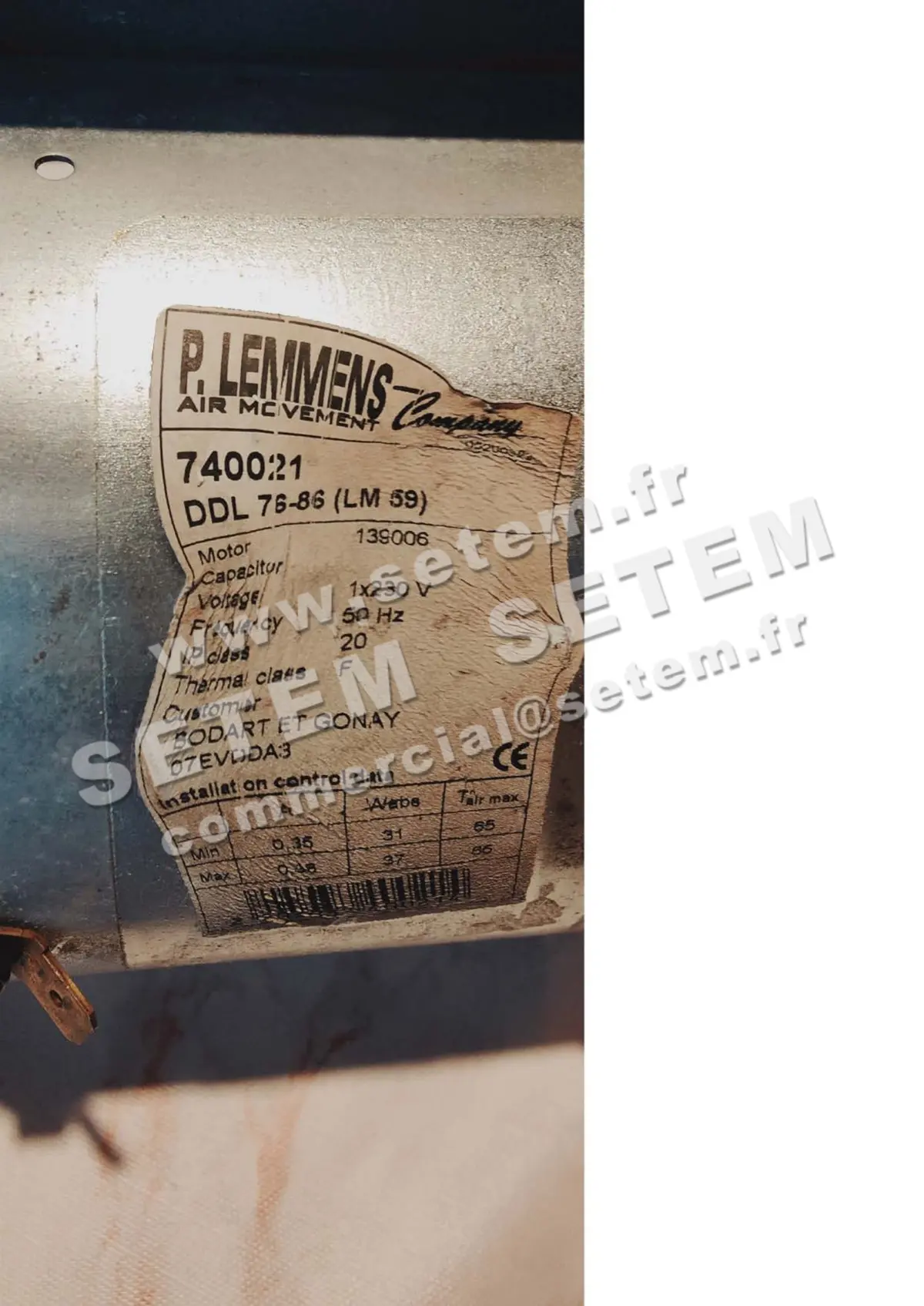 3938005000-VENTILATEUR LEMMENS DDL76X86 LM59 139006 *740021* 5