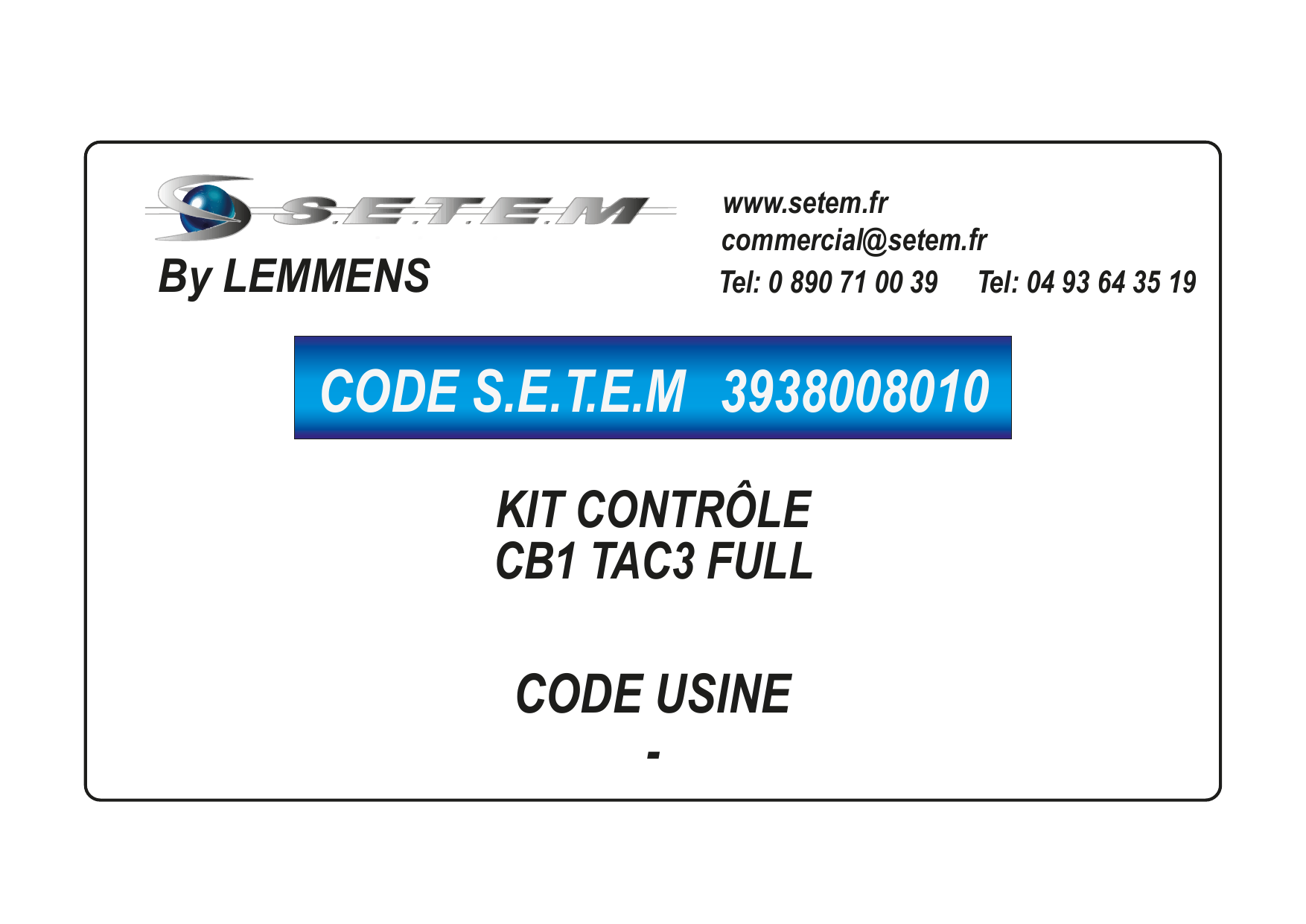 3938008010-KIT CONTROLE CB1 TAC3 FULL *020004* 7