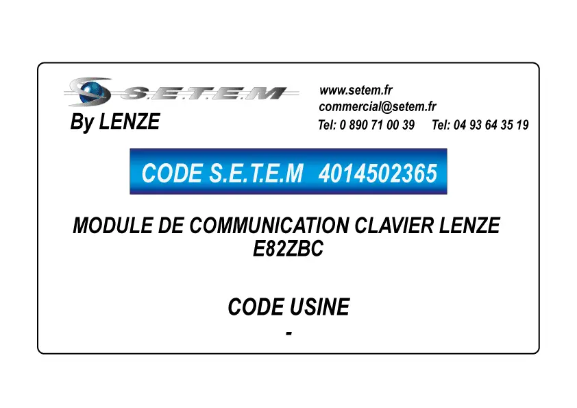 4014502365-MODULE DE COMMUNICATION CLAVIER LENZE E82ZBC