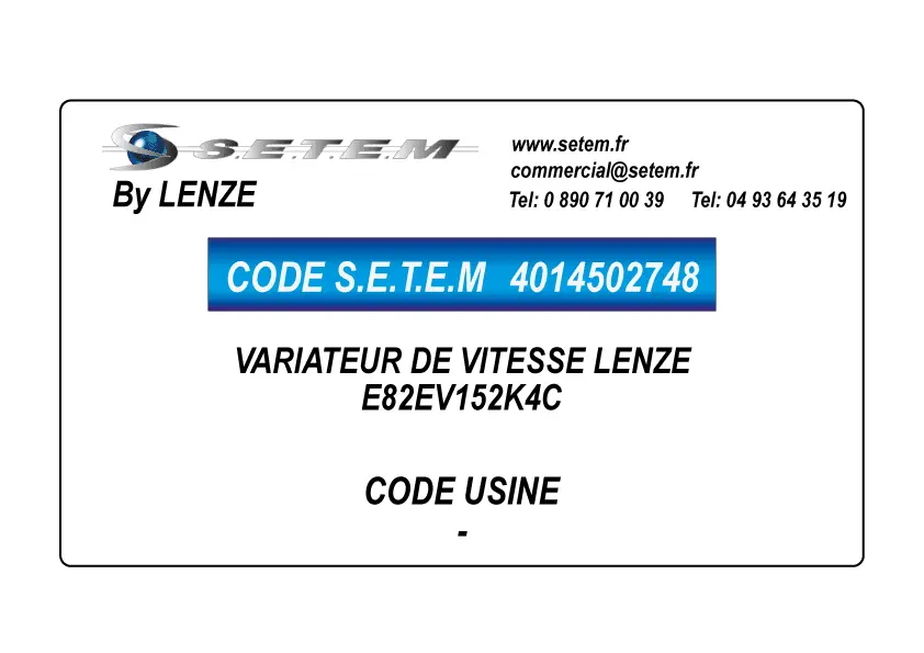 4014502748-VARIATEUR DE VITESSE LENZE E82EV152K4C