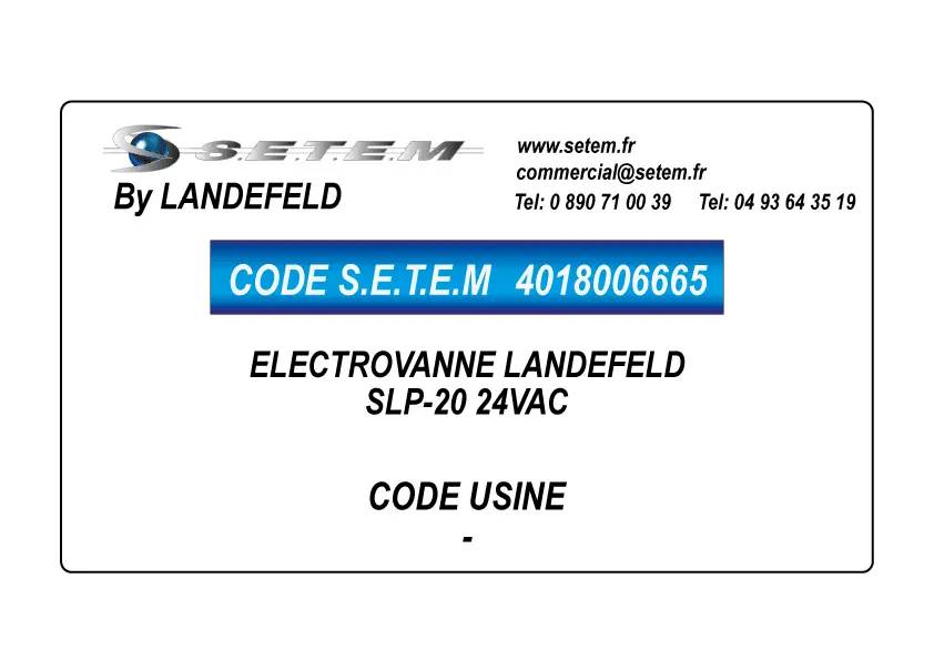 4018006665-ELECTROVANNE LANDEFELD SLP-20 24VAC
