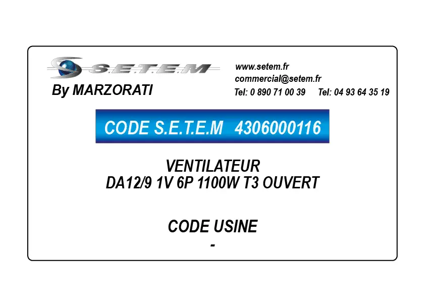 4306000116-VENTILATEUR MARZORATI DA12/9 1V 6P 1100W T3 OUVERT