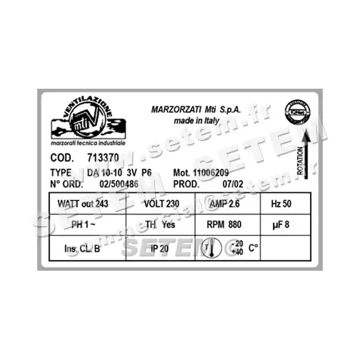4306000170-VENTILATEUR MARZORATI DA10/10 243W 6P M230V 3V 11006209 *713370* 3