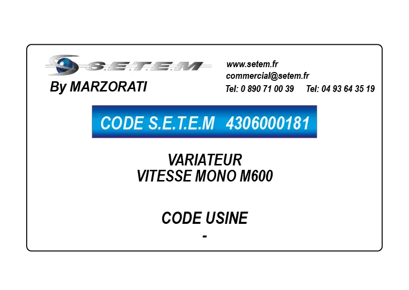 4306000181-VARIATEUR DE VITESSE MONO M600 MARZORATI