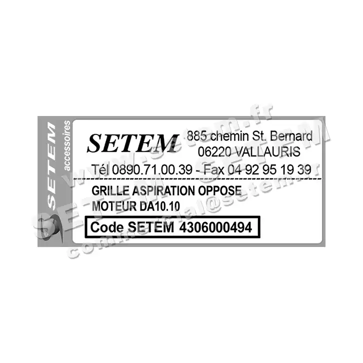 4306000494-GRILLE D'ASPIRATION MARZORATI OPPOSE MOTEUR * DA10.10* 2