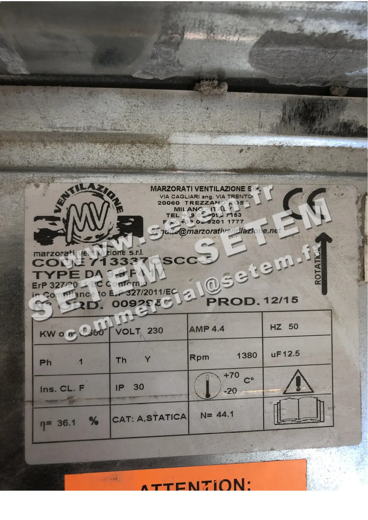 4306000691-VENTILATEUR MARZORATI DA9-9 560W 4P M230V 1V *713337CSCC-5* 2