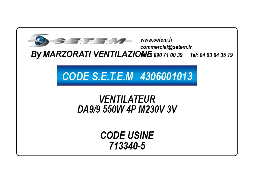 VENTILATEUR DA9/9 550W 4P M230V 3V *713340-5*