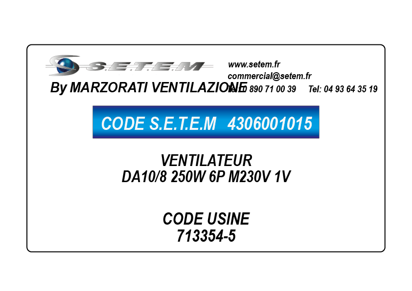 VENTILATEUR DA10/8 250W 6P M230V 1V *713354-5*