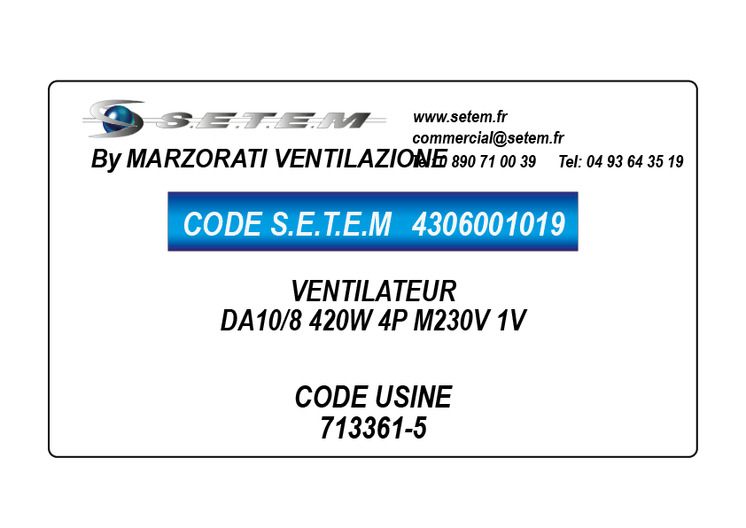 VENTILATEUR DA10/8 420W 4P M230V 1V *713361-5*