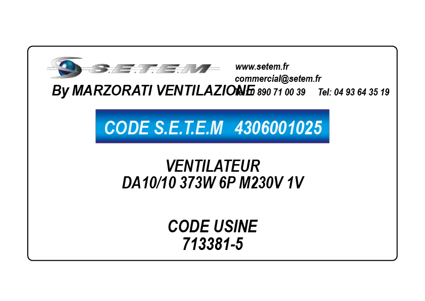 VENTILATEUR DA10/10 373W 6P M230V 1V *713381-5*
