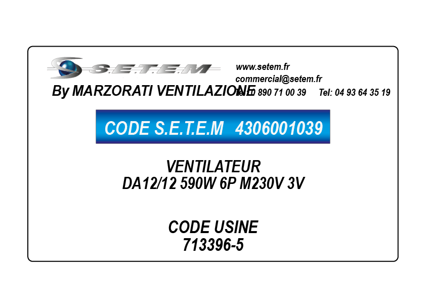 VENTILATEUR DA12/12 590W 6P M230V 3V *713396-5*