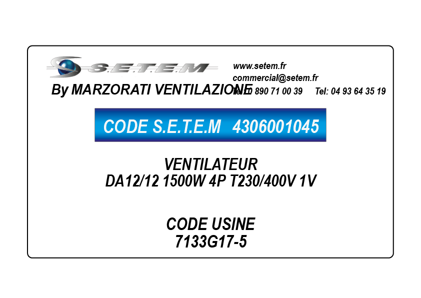 VENTILATEUR DA12/12 1500W 4P T230/400V 1V *7133G17-5*