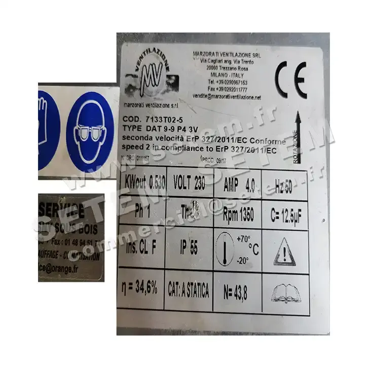 VENTILATEUR DAT9-9 530W 4P M230V 1V *7133T02-5*