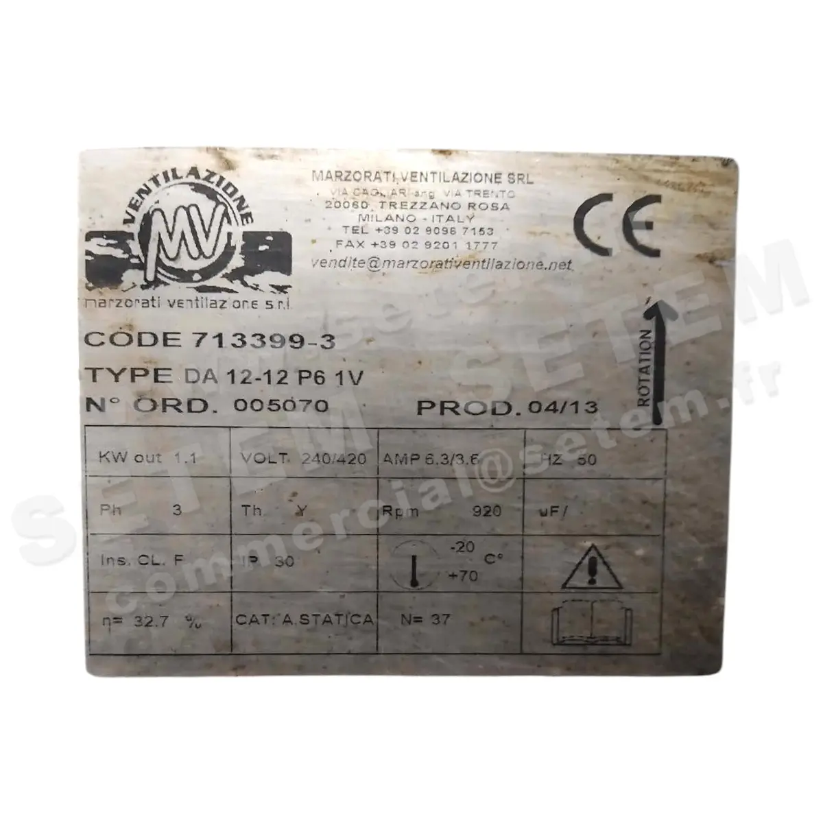 VENTILATEUR DA12/12 1100W 6P T230/400V 1V *713399-3*