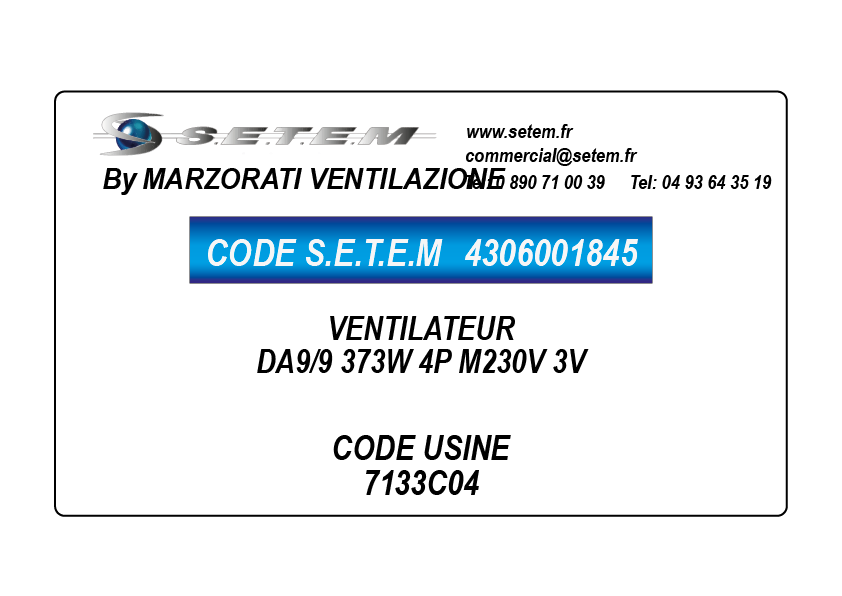 VENTILATEUR DA9/9 373W 4P M230V 3V *7133C04*