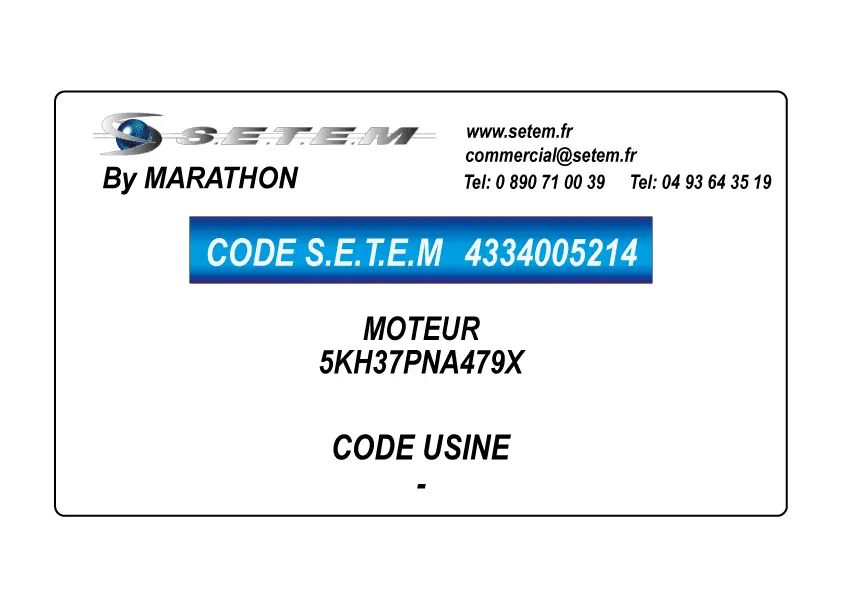 4334005214-MOTEUR MARATHON 5KH37PNA479X