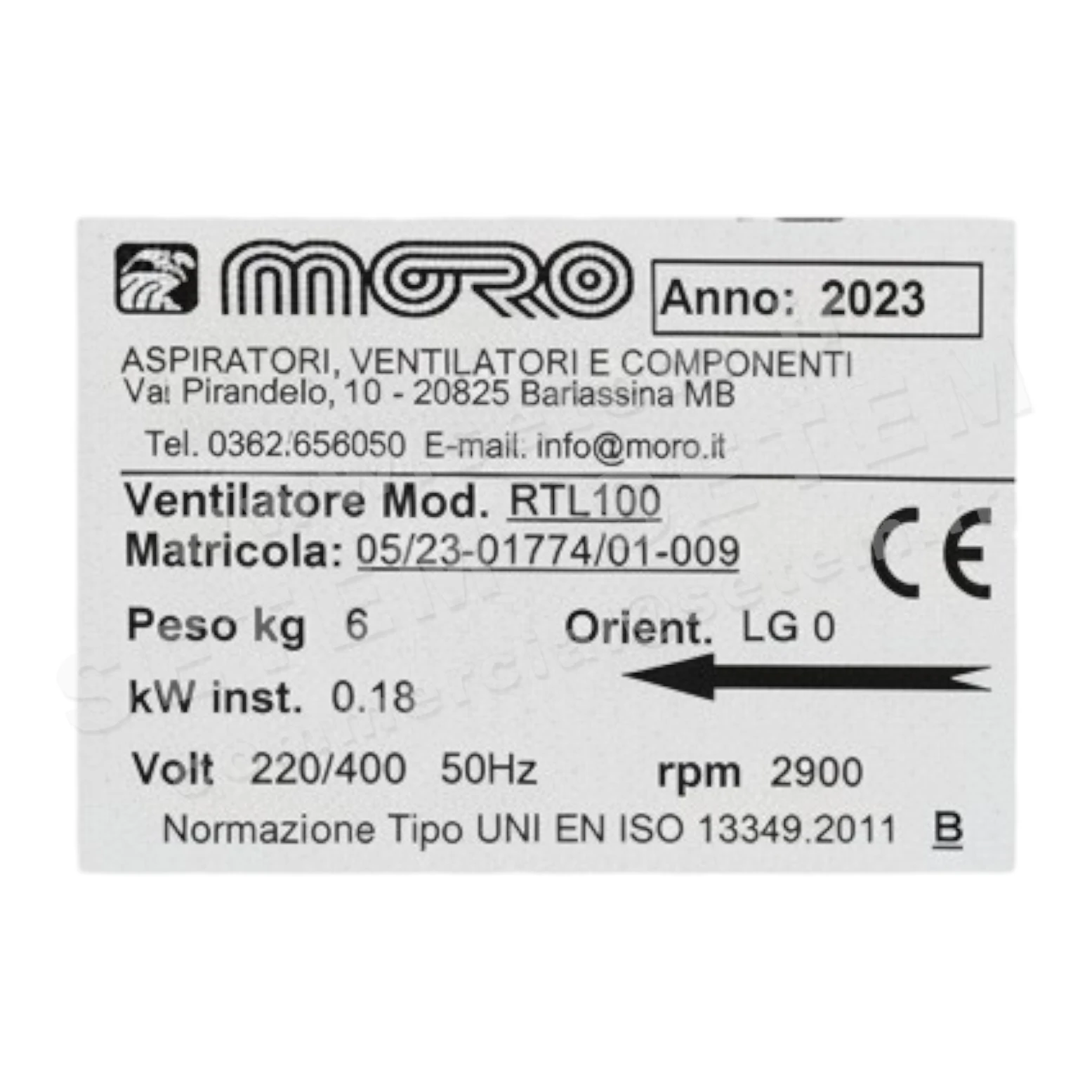 VENTILATEUR RTL100 0.18KW 2P T230/400V LG 0°