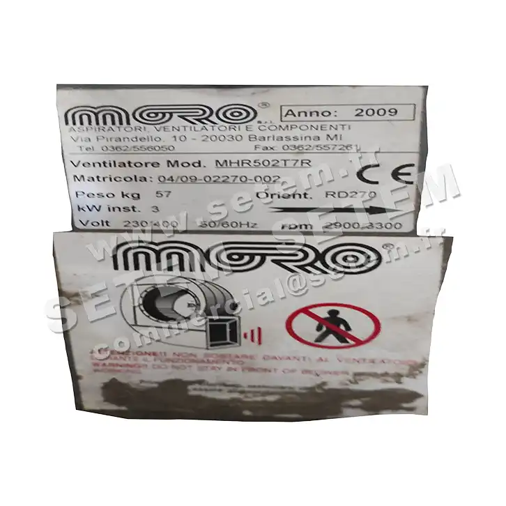 VENTILATEUR MHR502T7R 3KW 2P T230/400V RD 270° 2
